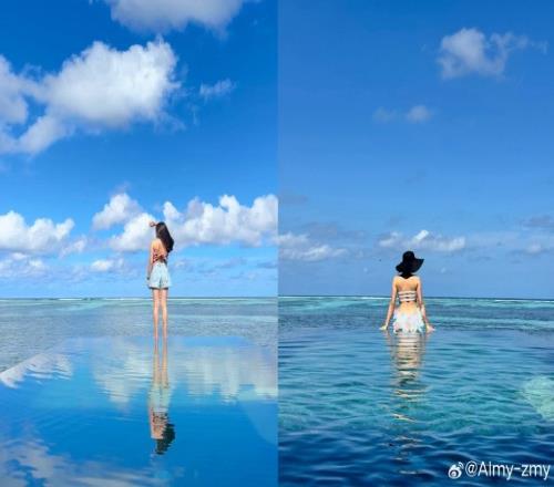 姜宇星妻子晒在马尔代夫游玩的照片：就让时光虚度