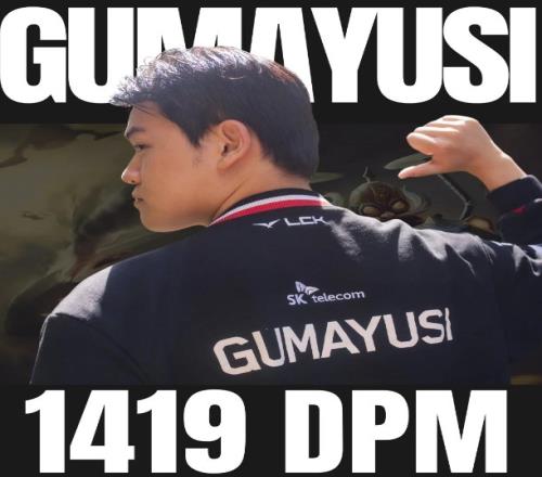 T1对战GEN第四局中Guma打出1419分均输出，位列MSI历史第三