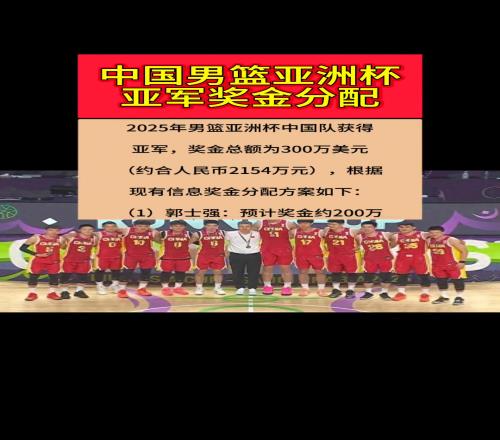 亚洲杯亚军中国男篮获奖金2000多万，这么分配合理不