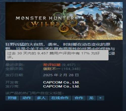 游戏做的太烂了！卡普空宣布《怪物猎人荒野》价格永降