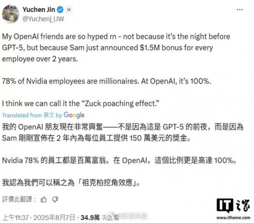 夺少！！OpenAI为防Meta挖角给员工每人发1000万奖金