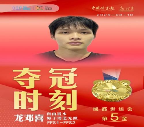 连拿两金！世运会自由潜水项目，中国体育代表团摘得两枚金牌