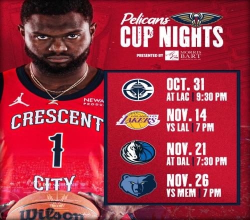 鹈鹕晒NBA杯赛程：11月将先后对阵快船、湖人、独行侠、灰熊