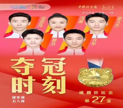 第27金！世运会健美操五人操决赛，中国队夺得金牌
