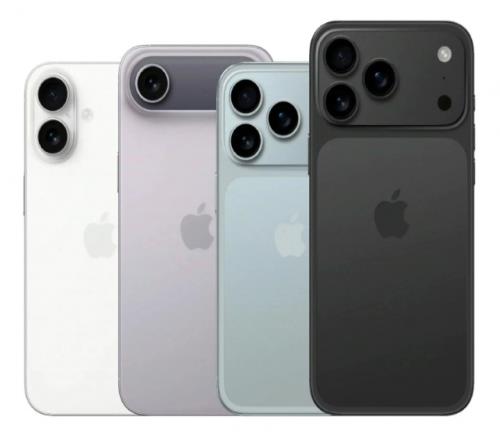 爆料出来的机型渲染图，从左至右分别是17标准版、17Air、17Pro、17ProMax