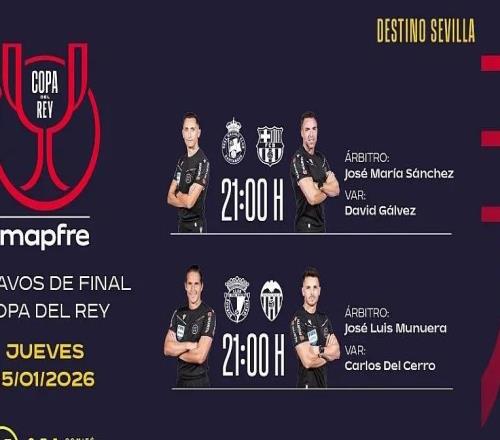 官方：何塞桑切斯将执法国王杯巴萨客战桑坦德竞技