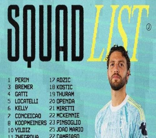 尤文客战卡利亚里台甫单：洛卡特利领衔，米利克继续伤缺