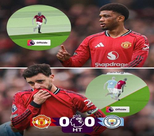 两次进球被吹，曼联上半场4次越位为本赛季英超比赛最多