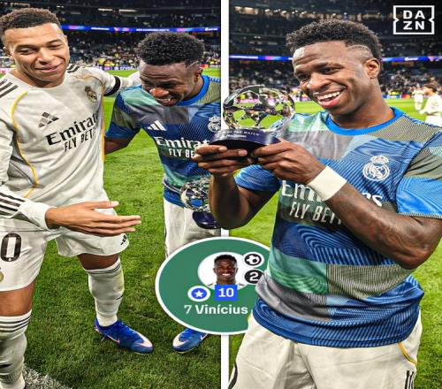 维尼修斯荣获MVP姆巴佩踊跃上前恭喜倒像是自己得了冠军_西甲直播