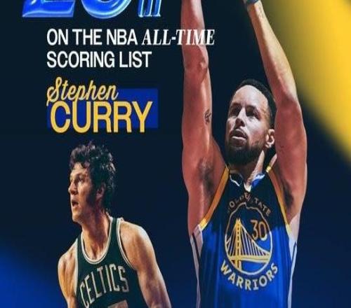 常规赛总得分升至第19，库里18中7得26分7助4断，正负值+16